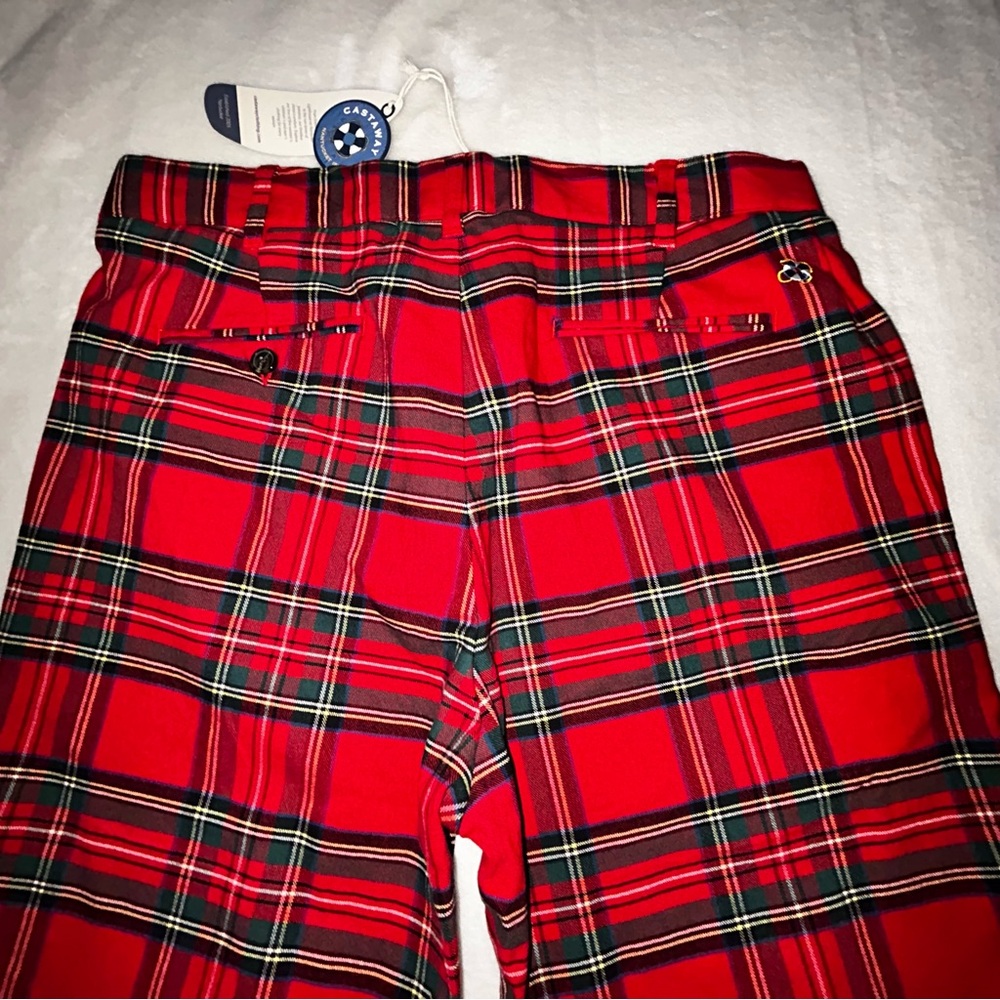 Castaway Men's Red and Green Plaid Pants size 32”x32” NEW - Picture 13 of 14